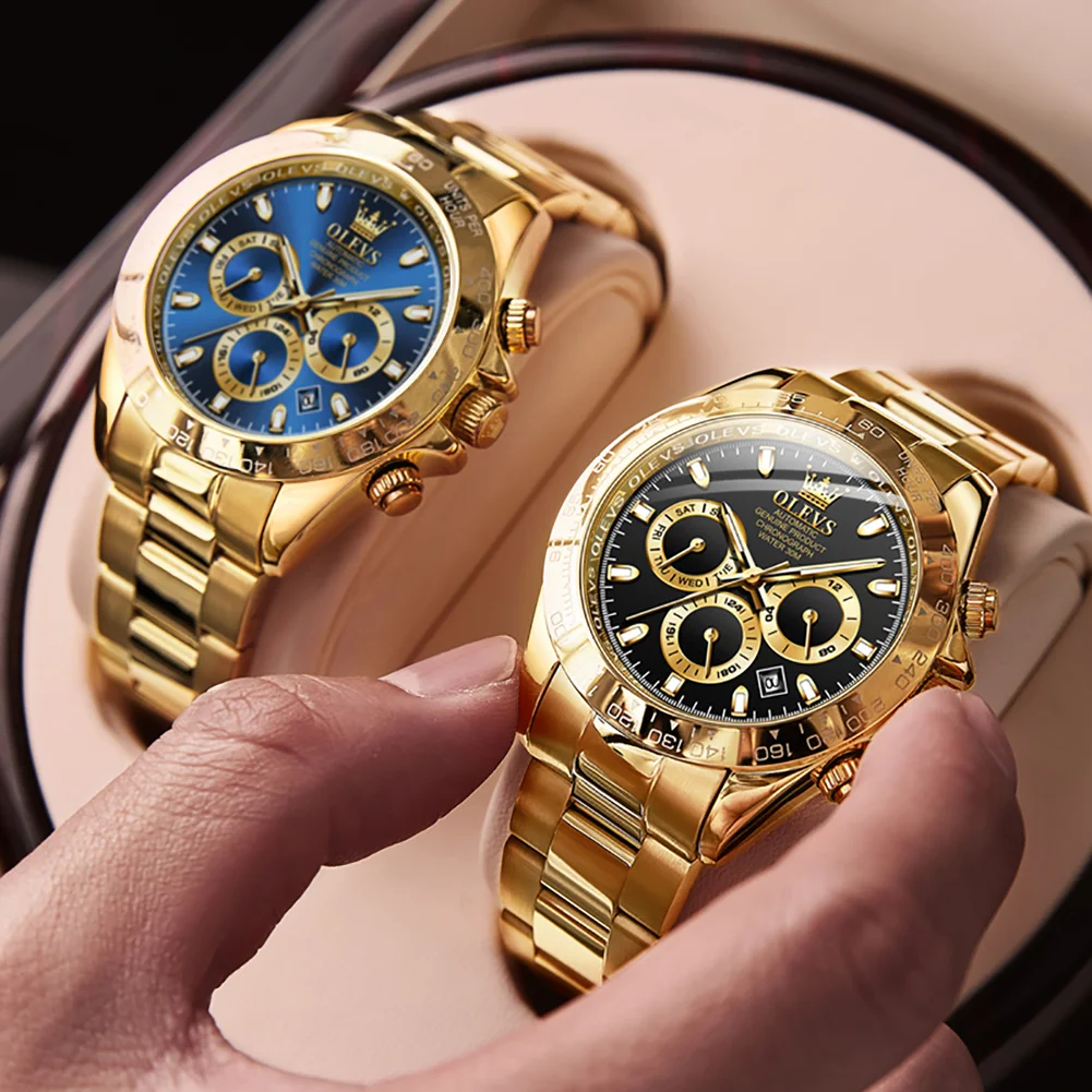 OLEVS Top Brand Men's Automatic Mechanical Watch Deep Waterproof Stainless Steel Strap Scratchproof Men Automatic Wristwatch