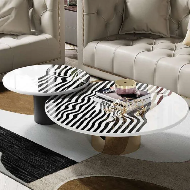 Round Coffee Table Stripe Modern Simple Marble Living Room Creative Coffee Table Combination Designer Side Table Aliexpress