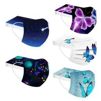 

50pc Kids Fashion Butterfly Printed Mask Masque Маска Industrials 3ply Ear Loop Mask Disposable Protective Face Mask Mascarilla