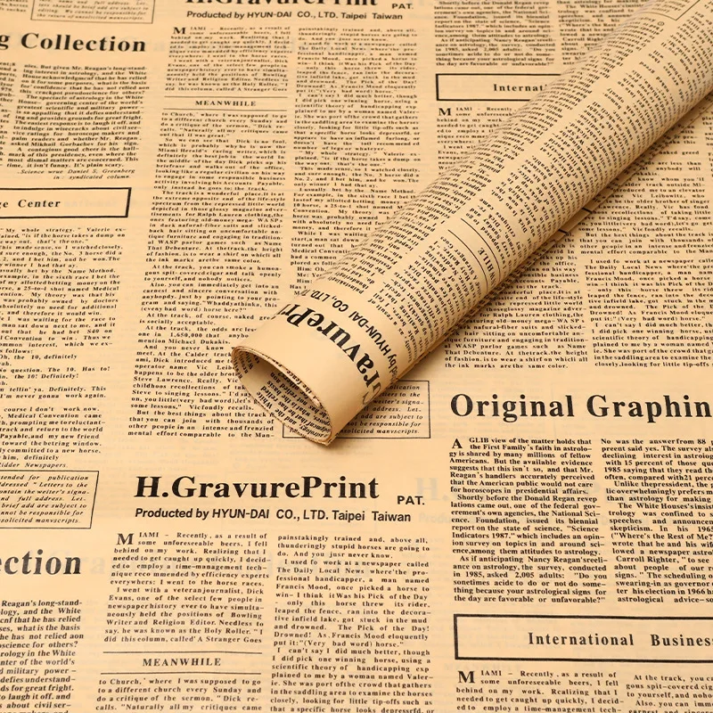 Gift Wrapping Paper Retro English Newspaper Kraft Tissue Paper 20Sheets Flower Bouquet Gift Wrapping