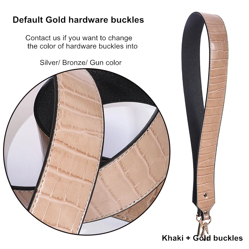 Khaki -Gold buckles Модные ремни для сумок Аллигатор Широкий ремень через плечо Женская ручка сумки на плечо крокодиловые ремни ремень аксессуары Pasek Do Torebki - Цвет: Khaki -Gold buckles