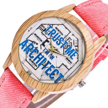 

Trendy Quartz Watch Cowboy Cloth Strap Architect Pattern Round Dial Quartz Watches Exquisite Workmanship Casual High Quality