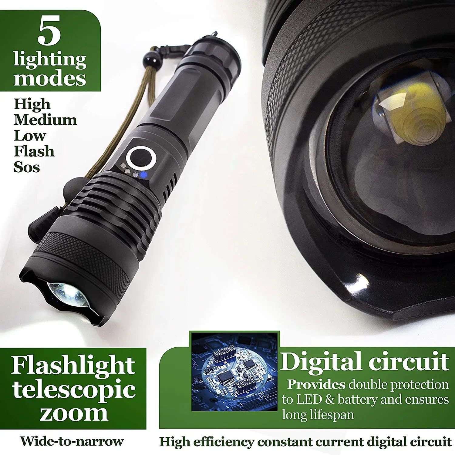 Modos de Iluminação Suporte da Tocha para Mircro Led com 4 Poderosa Lanterna Núcleo Lâmpada Grânulo Zoomable 3 Led Carregamento Caça P70 8 lâmpada grânulo zoomable 3 modos de iluminação