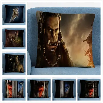 

World of Warcraft Movie Characters Linen Cushion Cover Pillow Case for Home Sofa Car Decor Pillowcase World of Warcraft 45X45CM
