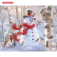GATYZTORY 3D Алмазная живопись полная квадратная дрель DIY домашний Декор Ремесло Стразы мозаика фото на заказ Снеговик в лесу