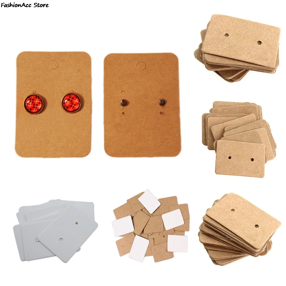 

100Pcs 2.5x3.5cm Blank Kraft Paper Ear Studs Card Hang Tag Jewelry Display Earring Crads Favor Marking Garment Prices Label Tags