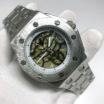 

2020 Luxury Brand Automatic Mechanical silver Men Watch Sapphire Glass Transparent Skeleton Tourbillion Watches AA