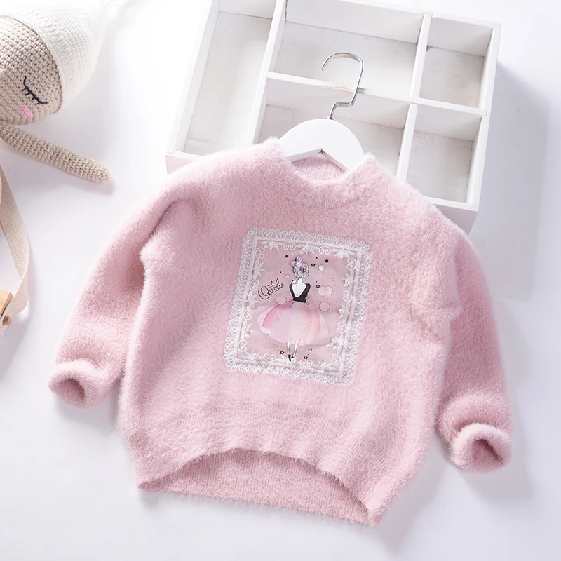 pink 309395 Новинка года; сезон осень-зима; детские свитера; бархатный свитер для девочек; теплая детская одежда с рисунком арбуза и фламинго; мороженое - Цвет: pink 309395