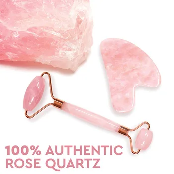 Wholesale Natural Rose Quartz Face Lift Massager Facial Roller Massage Relaxation Slimming Face Massage Stone Beauty