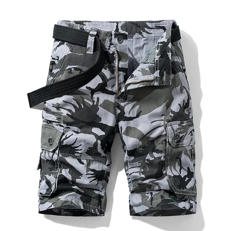 black casual shorts Summer Mens New Camouflage Cargo Shorts Male Casual Loose Korean Concise Zippers Pockets Punk Style Knee Length Vintage Shorts best men's casual shorts