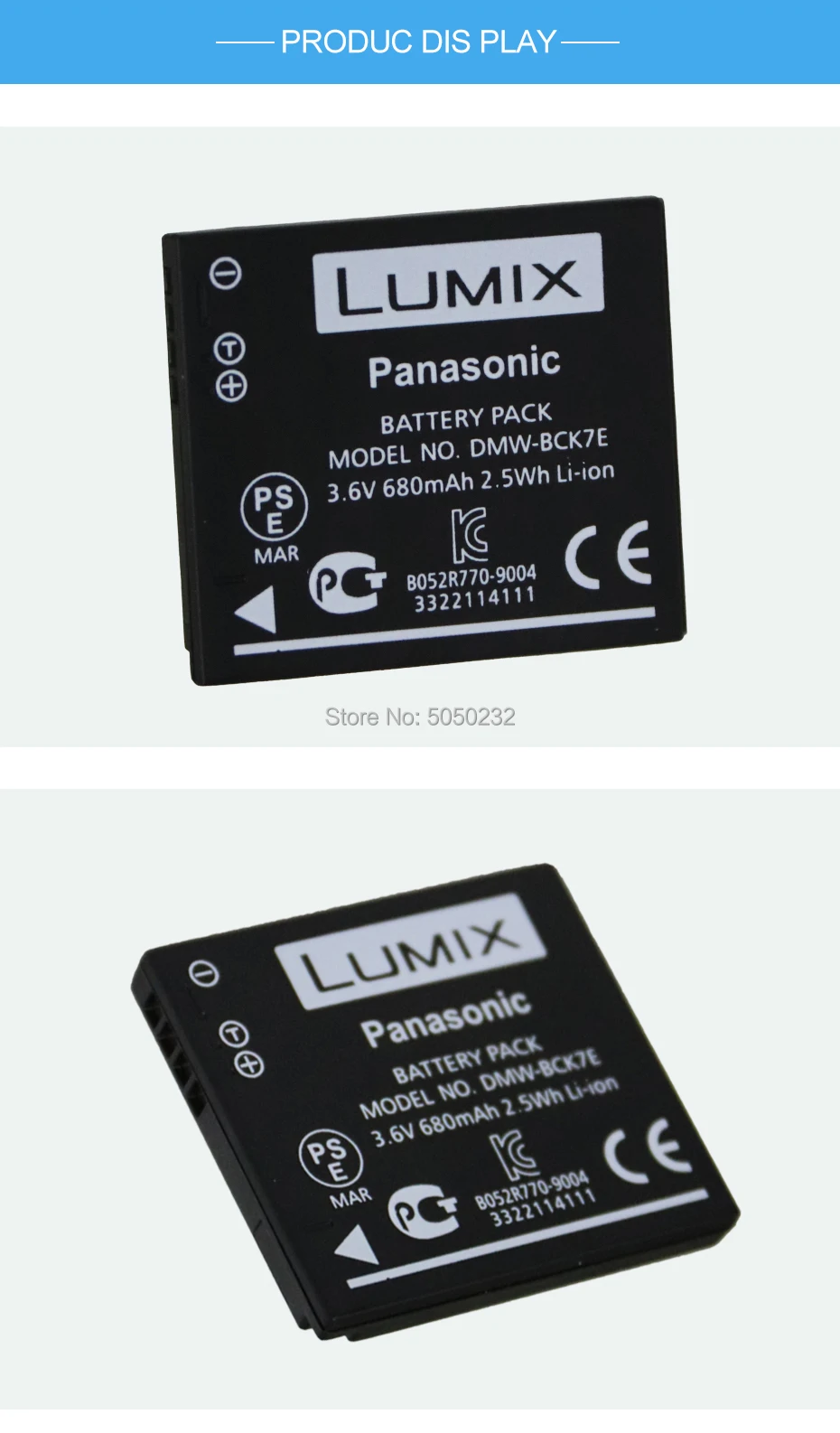 1 шт. Panasonic 3,6 v 680 мА/ч, DMW-BCK7E DMW-BCK7 BCK7E BCK7 NCA-YN101G Камера Батарея Lumix DMC-FH2 DMC-FH4+ 1 шт. DE-A92 зарядное устройство