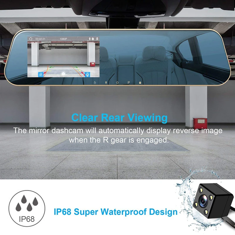 4.3 Inch Car DVR FHD Video 1080P Rea r View Mirror Car Camera Dual Lens Auto Video Recorder Night Vision DVR Mirror Dash Cam