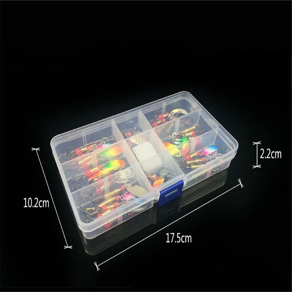 30pcs/10pcs Boxed Rotating Spoon Kit Lure Fishing Lures Artificial Baits  Metal Fish Hooks Bass Trout Perch Pike Rotating Sequins