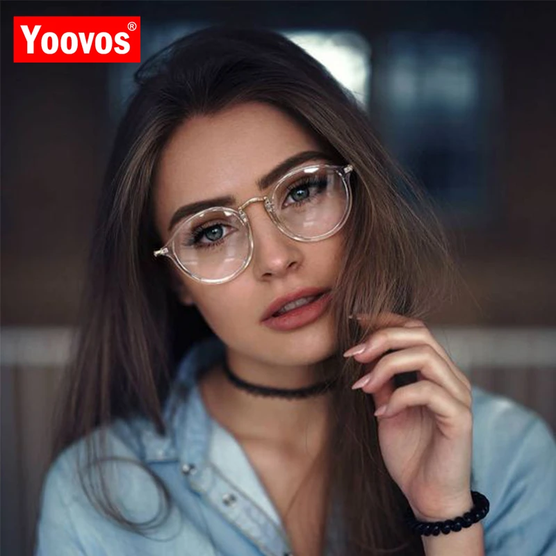 Yoovos gafas redondas con montura de luz azul para mujer, lentes transparentes de lujo para ordenador, Marcos ópticos mujeres gafas Marcos| - AliExpress
