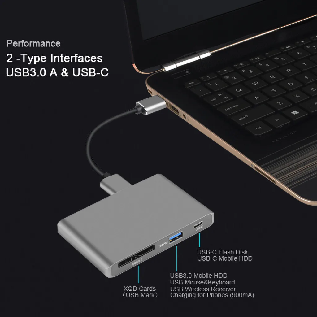 USB 3,0 концентратор тип-c до 4K X 2K HDMI зарядный кардридер адаптер для Pro с адаптером питания usb-хаб высокоскоростной для ПК компьютера