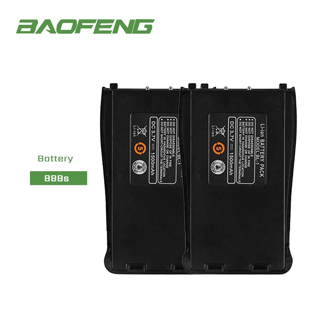 2 шт. Baofeng BF 888S 3 7 в 1500 мАч литий ионный аккумулятор для Bf рация Retevis H 777 H777