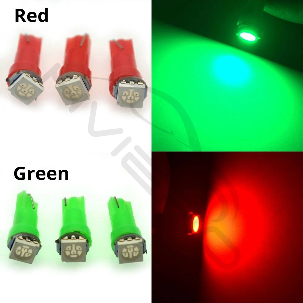 Hviero T5 5050 1SMD Wedge Led Dashboard White Red Blue Green Yellow Pink Car Auto Light Interior Interior Bulb Side Lamps DC 12V
