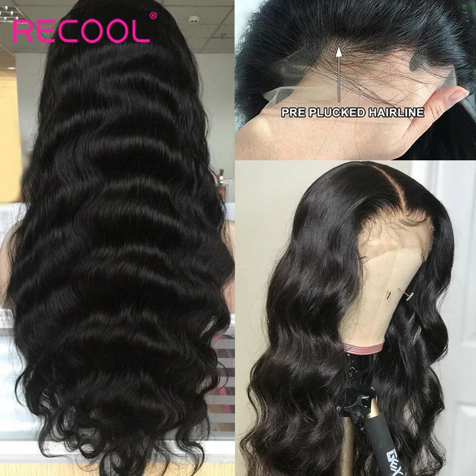 Recool HD прозрачный кружевной парик волнистые кружевные передние человеческие