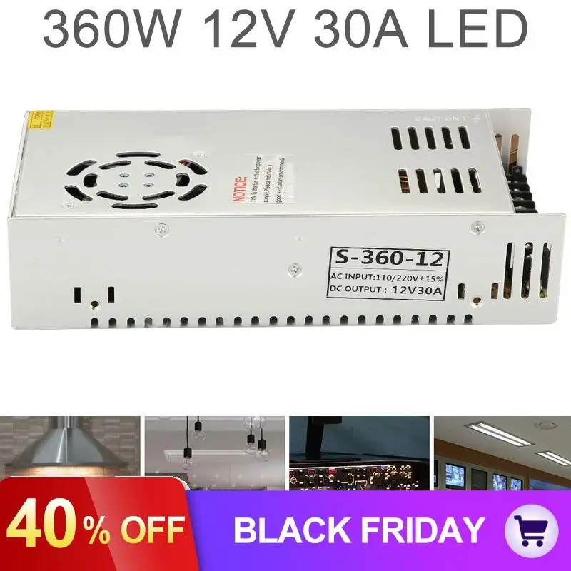 DC 12V 30A 360W алюминиевый сплав переключатель питания адаптер драйвера/источник трансформатор Светодиодный светильник/Промышленный/Оборудование для мониторинга