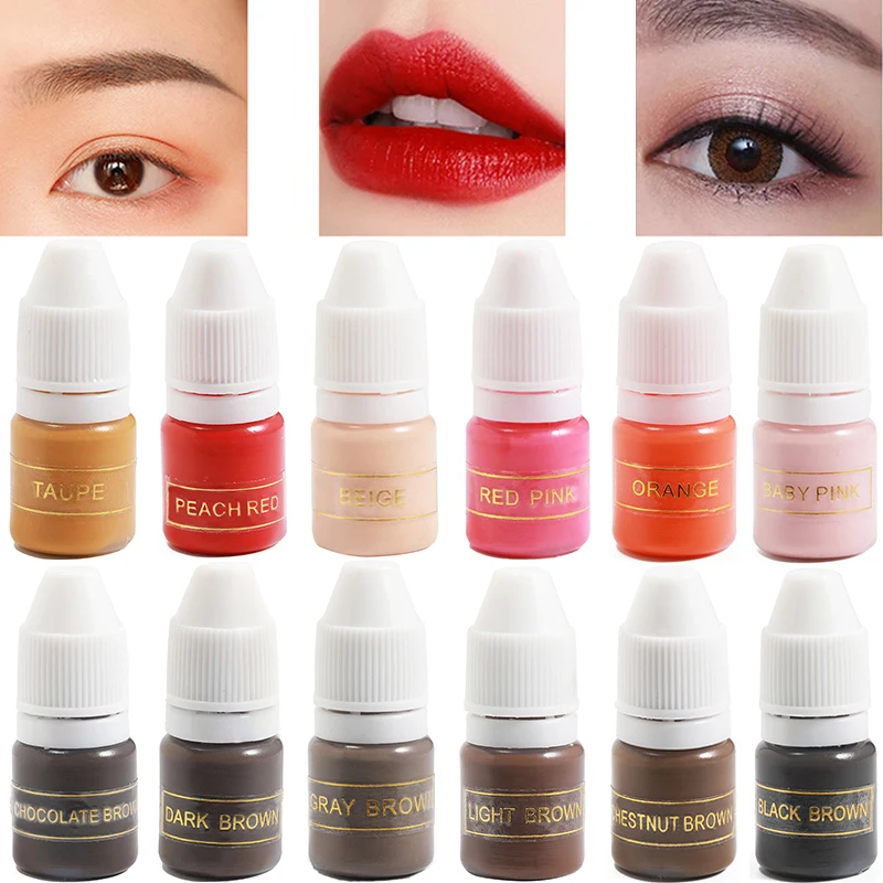 2ml Permanent Makeup Eyebrow Ink Lips Eye Line Tattoo Color Microblading Pigment Durable Emulsion Body Art Beauty Tool Supplies 24grid folding watercolor palette watercolor paint tray box renovate cover pigment box painting tool artistic drawing supplies