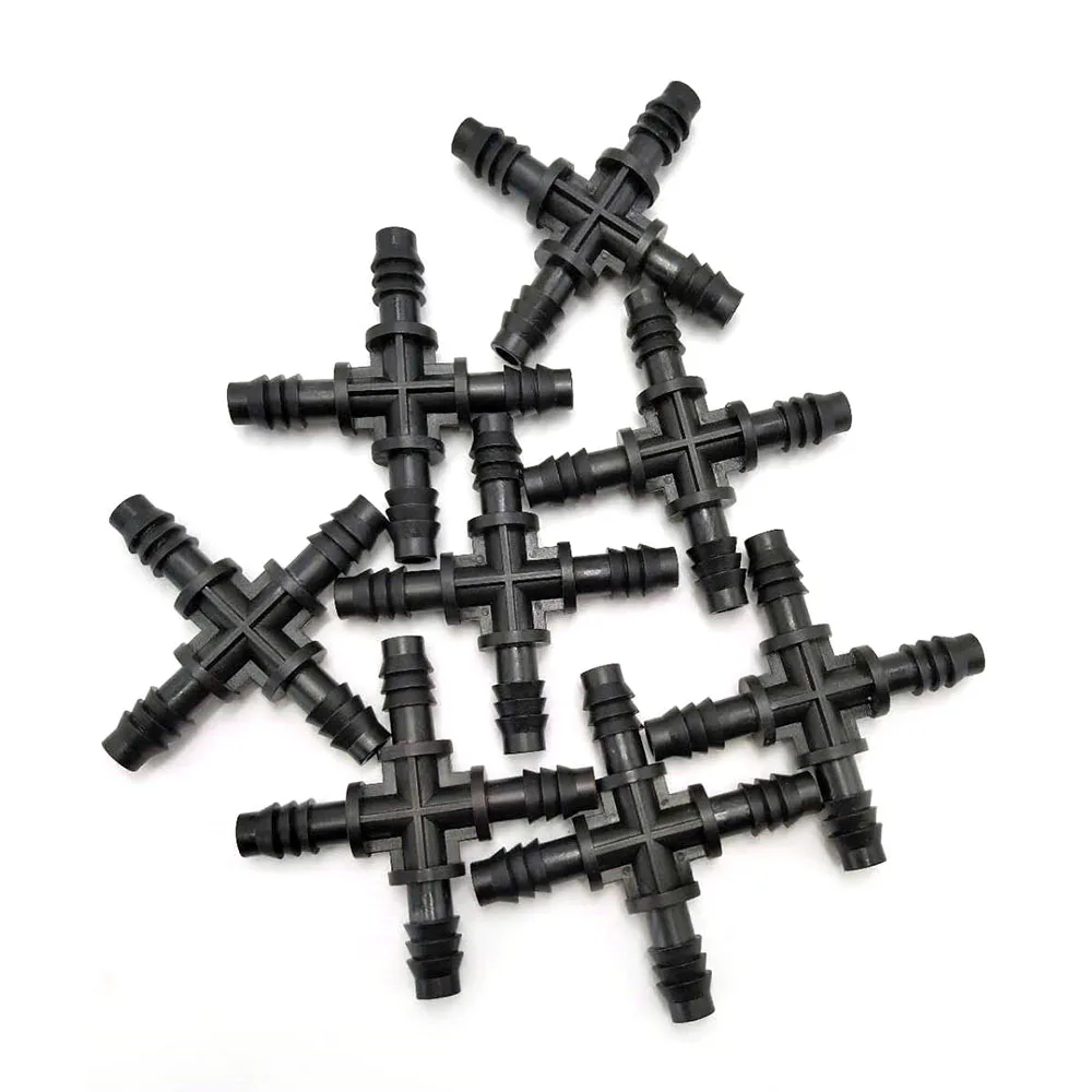 

10 Pcs Micro Drip Irrigation Hose Barb all 8/11 mm Pipe Four Ways connector Used To irrigation Pipe Barb Hose Fitting IT068