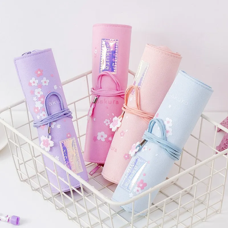 

New Super Pencil Case Kawaii Large Capacity Pencil Bag Pouch Pen Wrap Roll Makeup Cosmetic Brush Pen Storage Student Stationery