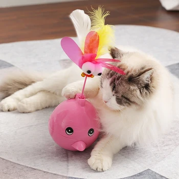 

LED Tumbler Toy Cat Interactive Toy Ball Cat Toys Electric Flying Butterfly Bird Funny Cat Stick Rolling Ball Toys 5