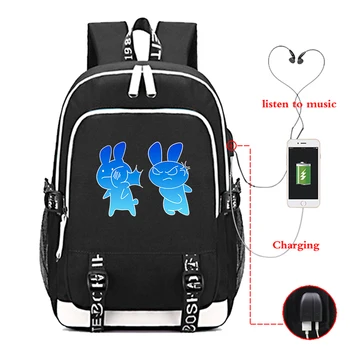 

Baka Rabbit Slap Print Backpack Girl Boy Custom Bag USB Charging Schoolbag Women Men Leisure Backpack Big Capacity Rucksack