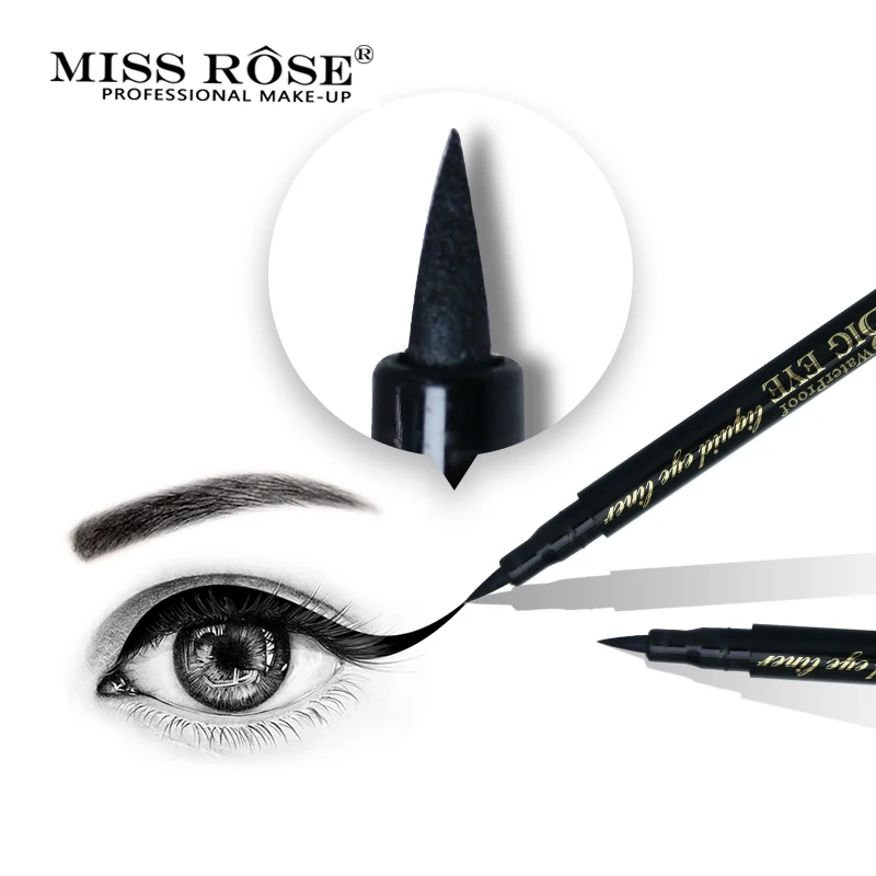 Miss Rose Brand Black EyeLiner Pencil Waterproof Natural Quick Dry Eye liner pen Beauty Long lasting Makeup