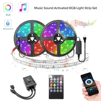 Kopen Muziek Led Strip Licht Rgb DC12V 5050 2835 Waterdichte Flexibele Diode Tape Lint Muziek Afstandsbediening 20Key Controller Led Strip Verlichting