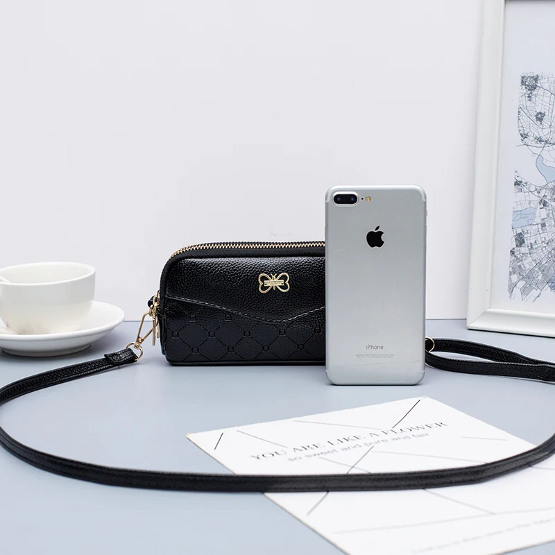 New Ladies Long Clutch Bag, Simple Double Zipper Women's Wallet, Messenger Bag, Mobile Phone Bag, Female Handbag