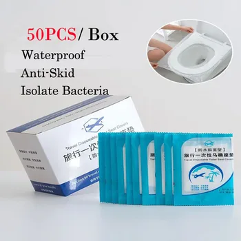 

50 Pcs/Bag Travel Disposable Toilet Seat Covers Mat 100% Waterproof Toilet Paper Pad For Travel/Camping Bathroom Accessories Set