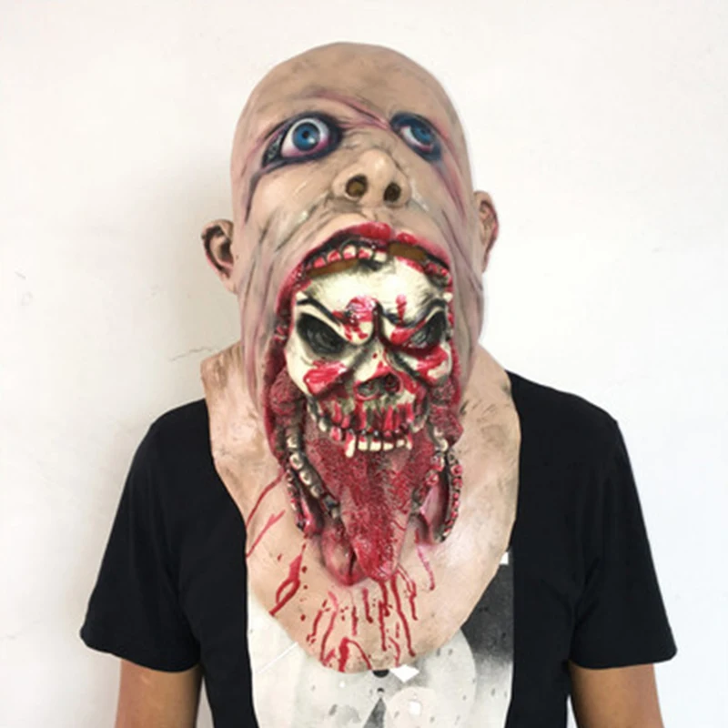 YOMDID Latex Zombie Halloween Mask Grimace Horror Head Masks Scary Demon Decoration Melting Costume Bloody | Дом и сад