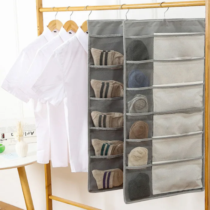 Double Sided Wall Door Closet Hanging Storage Bag Organizer Pouch Oxford Cloth Hanging Bag QP2