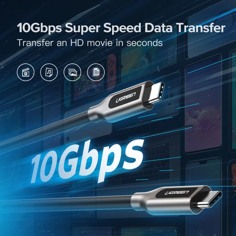 Кабель Ugreen PD 60 USB C к 3 1 для Samsung Galaxy S10 S9 3A кабель быстрой зарядки и передачи данных