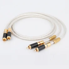 

High Quality YTER Pair QED 6N pure copper Silver plated audio RCA Interconnect Cable with carbon fiber connector plug