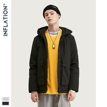 

INFLATION Men 2020 Winter Down Jacket Hip Hop Loose Fit Pure Color Hooded 90% Down Content Jacket Male Doudoune Homme 9762W