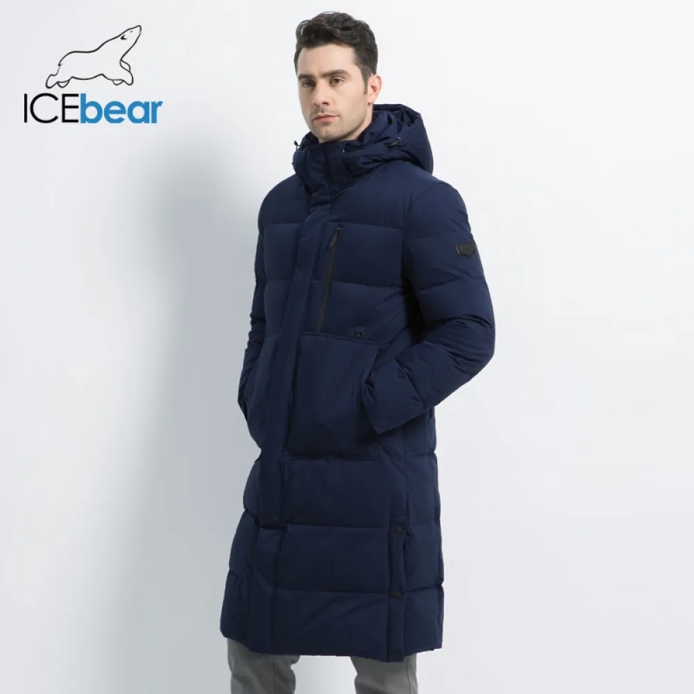 ICEbear2019 Новые мужские зимние куртки Длинные пальто с молнией Куртка капюшоном