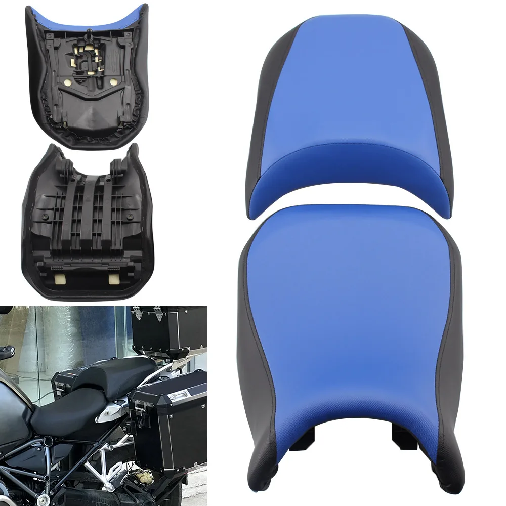 Motorcycle Blue Front Rear Driver Passenger Seat Pillion Cushion Two Up