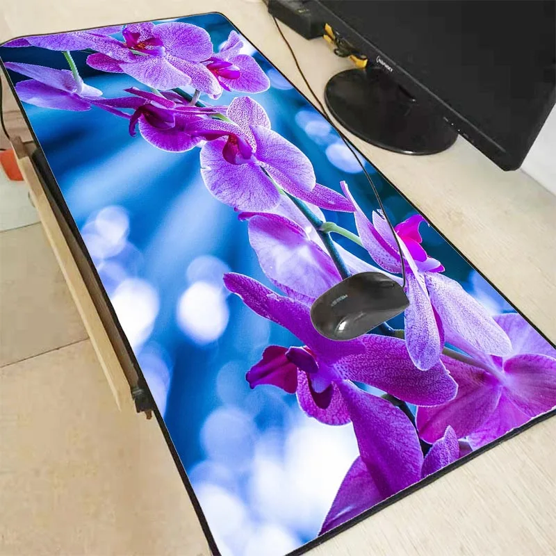  Purple Flowers Large Gaming Mouse Pad 300*800*2mm Speed Locking Edge Mouse Keyboards Mat Mousepad f