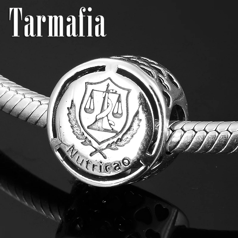 

Real 925 Sterling Silver Beads Nutricao Occupation sign Charm beads Fit Original Pandora Bracelets Bangles Women Jewelry making