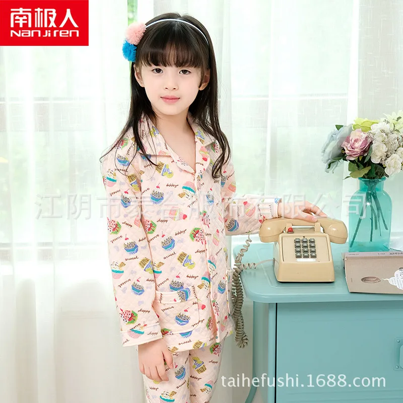 Детская одежда; теплые пижамы; костюмы для мальчиков и девочек из хлопка; детские пижамы; зимние пижамы для девочек; детский пижамный комплект