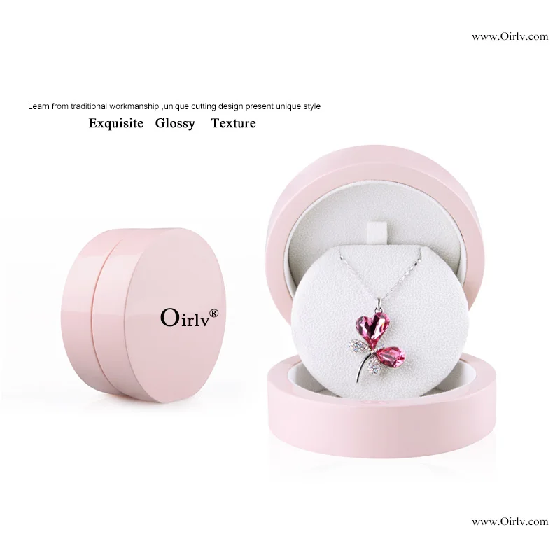Oirlv романтическая розовая Лаковая коробка для упаковки ювелирных изделий с бархатной вставкой Свадебное обручальное кольцо ожерелье Ювелирная Подарочная коробка Органайзер