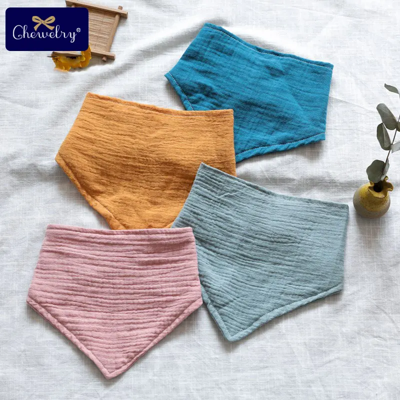 Let's Make Baby Bib Cotton Accessories Newborn Wholesale 1pc Solid Color Snap Button Soft Triangle Towel Feeding Drool Bibs | Детская