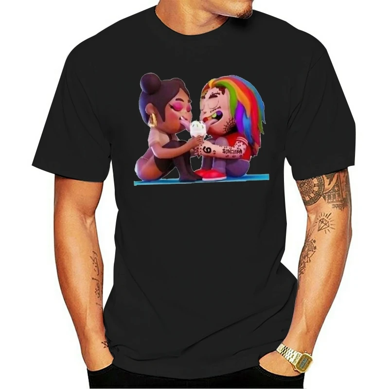 

T Shirt Nicki Minaj And Tekashi 6Ix9Ine Fefe White Homme Customized Tee Shirt