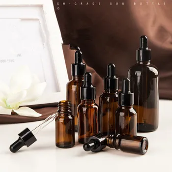 

10pcs/lot 5ml 10ml 15ml 20ml 30ml 50ml 100ml amber Glass Bottle With Dropper Matt Black Glass Dropper Bottle