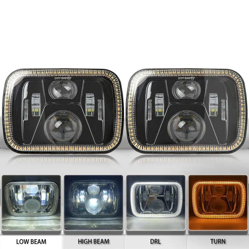 New 110W 5x7 Led Headlights 7x6 Led Sealed Beam Headlamp with High Low Beam H6054 6054 Led Headlight for Jeep Wrangler YJ