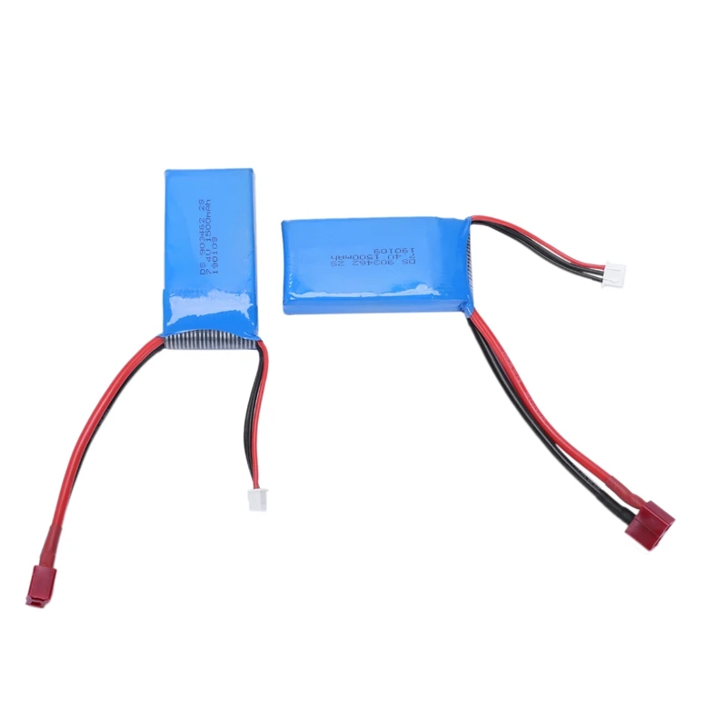 2 шт 7,4 V 1500Mah 25C 2S Lipo батарея T вилка перезаряжаемая для Wltoys 12423 12428 Rc автомобиль самолет беспилотный вертолет модель