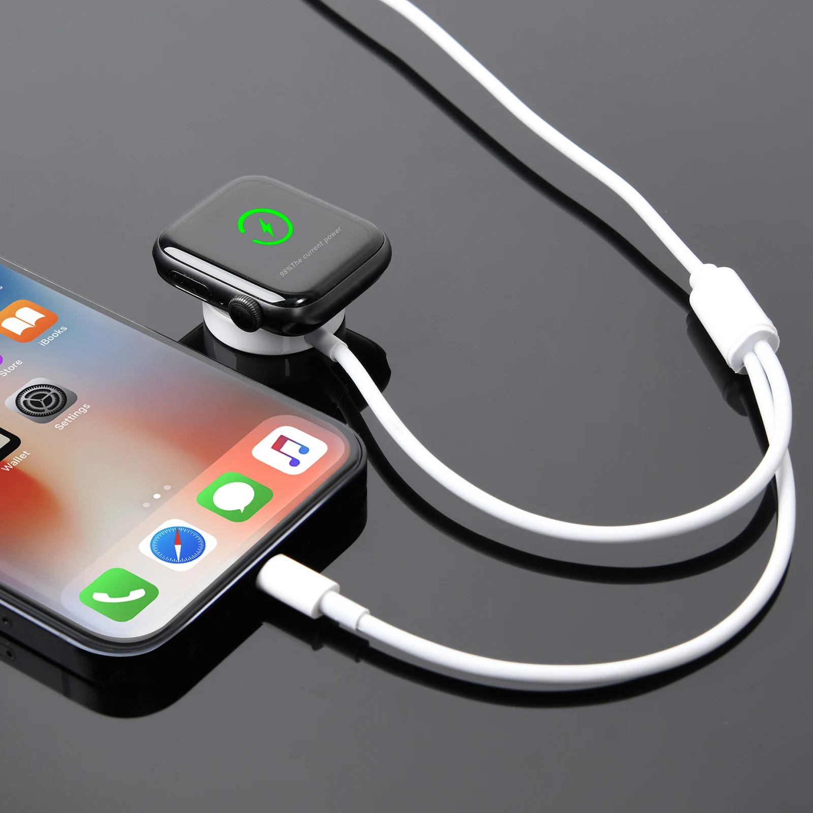 Умное Беспроводное зарядное устройство QI 2 в 1 для Apple Watch Series SE/6/5/4/3/2/1 и кабель