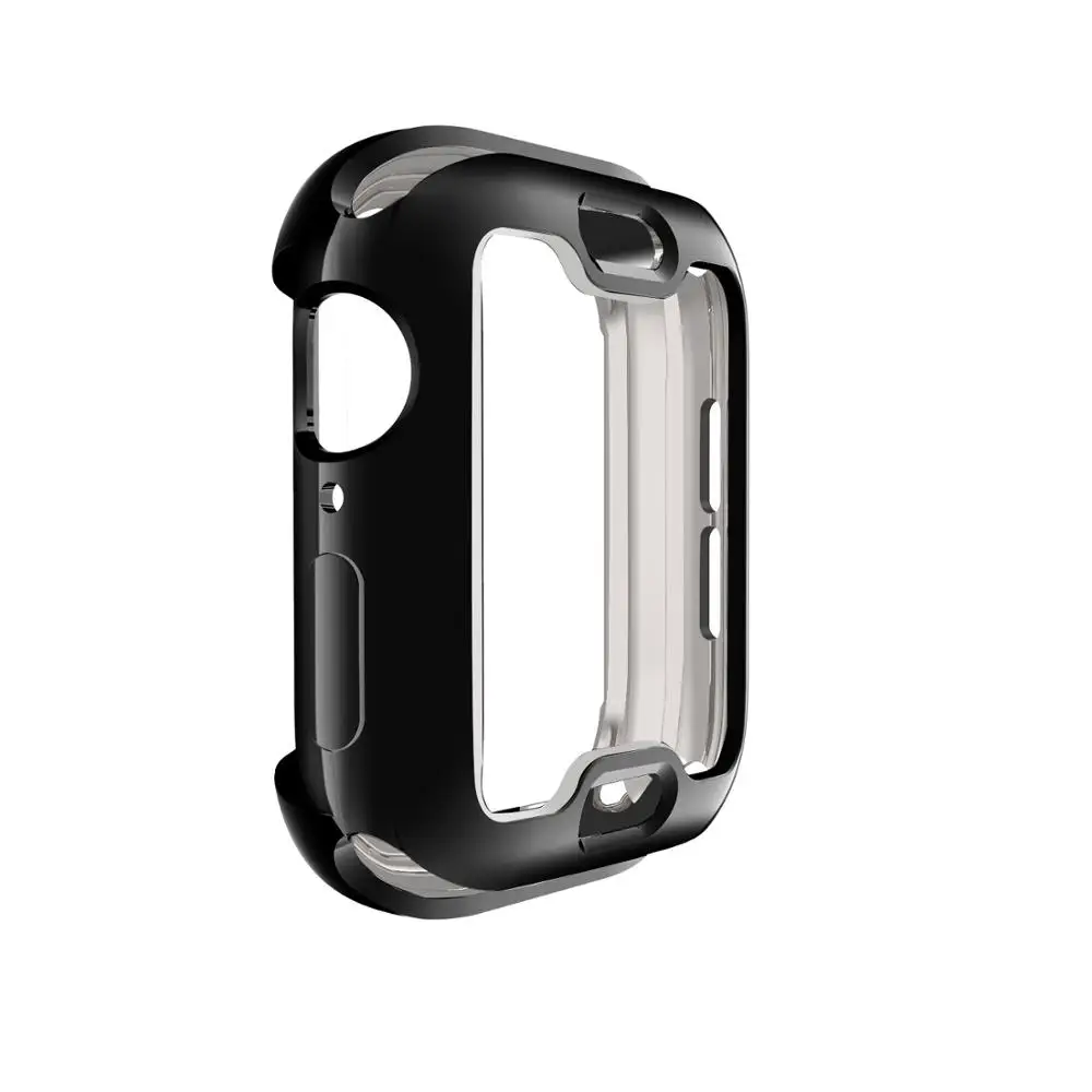 Чехол для Apple watch band Apple Watch 4 Чехол 44 мм 40 мм iWatch TPU бампер защитный бампер Защитная оболочка часы аксессуары - Цвет: black